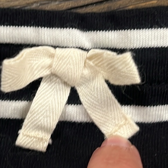 Kate Spade Broome Street Top M Stripe Essential Tee Bow Detail Cotton Stretchy - Picture 5 of 6